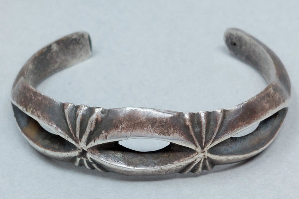 Narrow Cast Navajo Silver Cuff Bracelet
