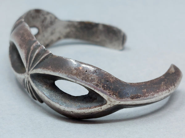 Narrow Cast Navajo Silver Cuff Bracelet