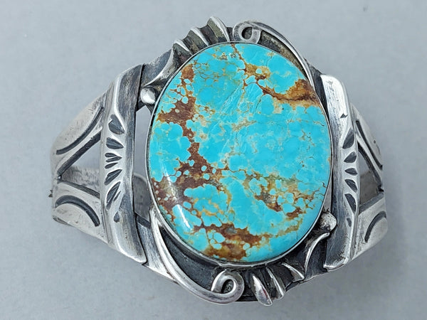 Vintage Navajo Sterling Silver & Turquoise  Cuff Bracelet