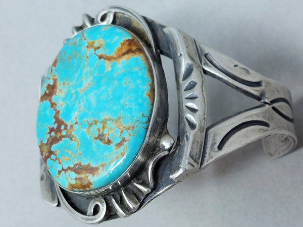 Vintage Navajo Sterling Silver & Turquoise  Cuff Bracelet