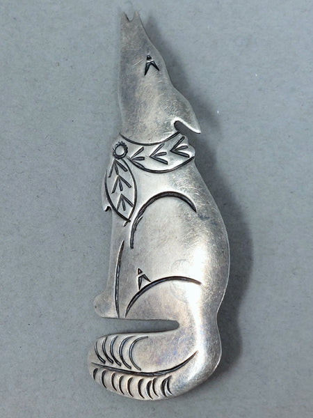Navajo Sterling Silver Coyote Pin
