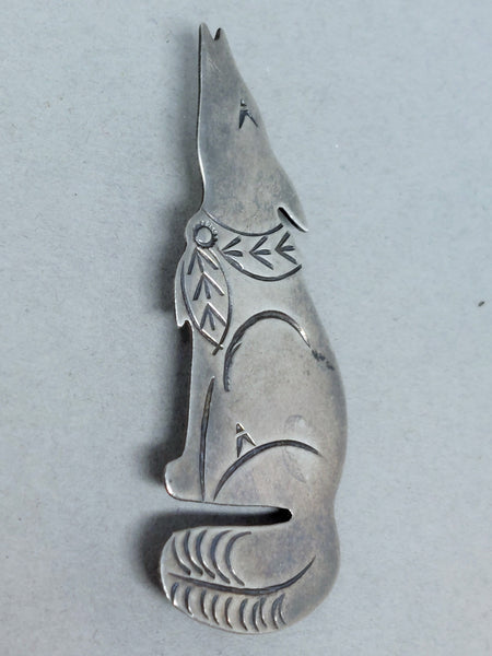 Navajo Sterling Silver Coyote Pin
