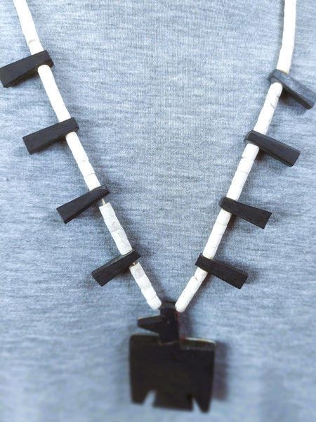 Vintage Santa Domingo Turquoise Inlay Thunderbird Necklace
