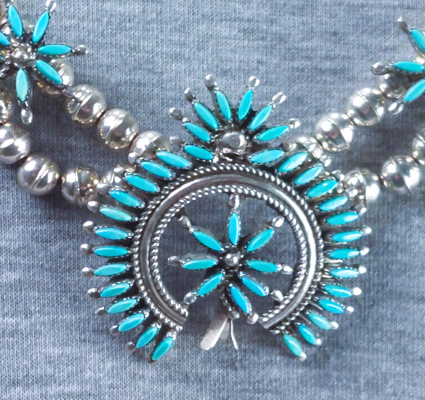 Small Zuni Petite Pt Floral Squash Blossom Necklace