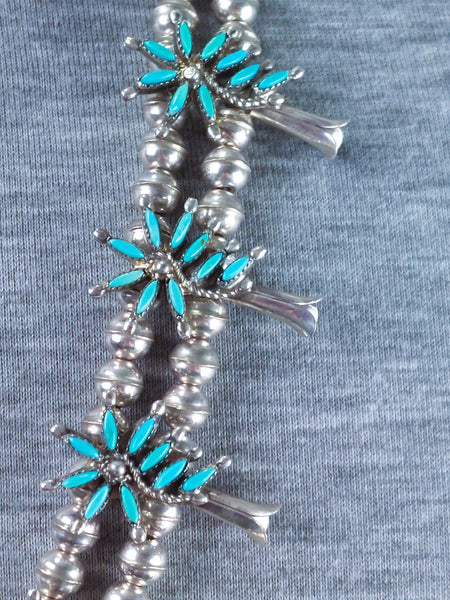 Small Zuni Petite Pt Floral Squash Blossom Necklace