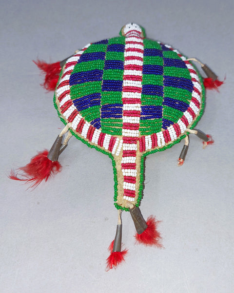 Sioux Umbilical Fetish with Red, White, Blue, Green Beads