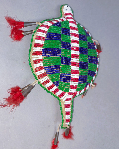 Sioux Umbilical Fetish with Red, White, Blue, Green Beads