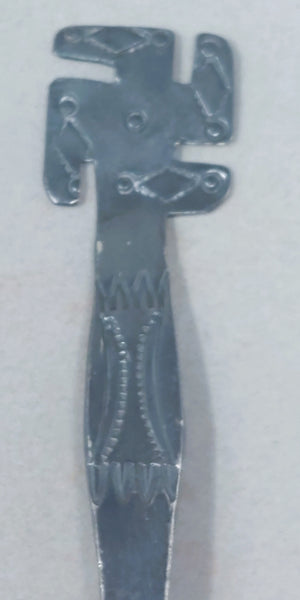 NAVAJO SILVER & TURQUOISE SOUVENIR SPOON WHIRLING LOGS Short