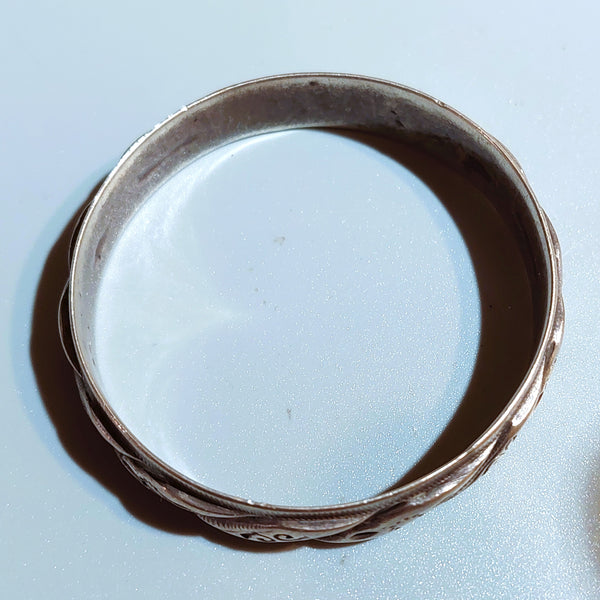 Ant. Handwrought N. African Morocco Silver Berber Bangle Bracelet Cuff Ca: 19th