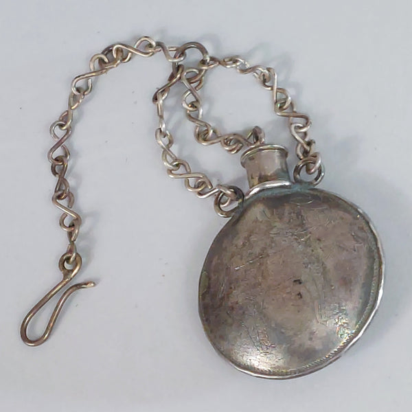 Early Navajo Sterling Silver Canteen Jack Rabbit & Elk Engraving