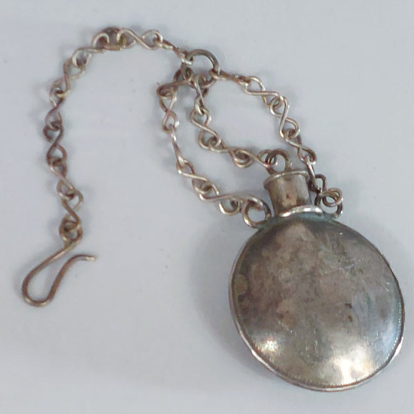 Early Navajo Sterling Silver Canteen Jack Rabbit & Elk Engraving