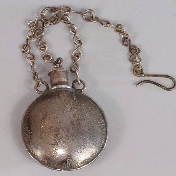 Early Navajo Sterling Silver Canteen Jack Rabbit & Elk Engraving