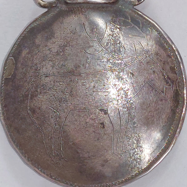 Early Navajo Sterling Silver Canteen Jack Rabbit & Elk Engraving