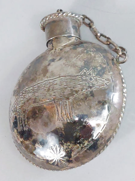 Navajo Sterling Silver Canteen with Wolf Engraving