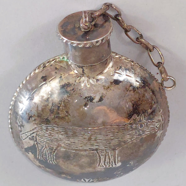 Navajo Sterling Silver Canteen with Wolf Engraving