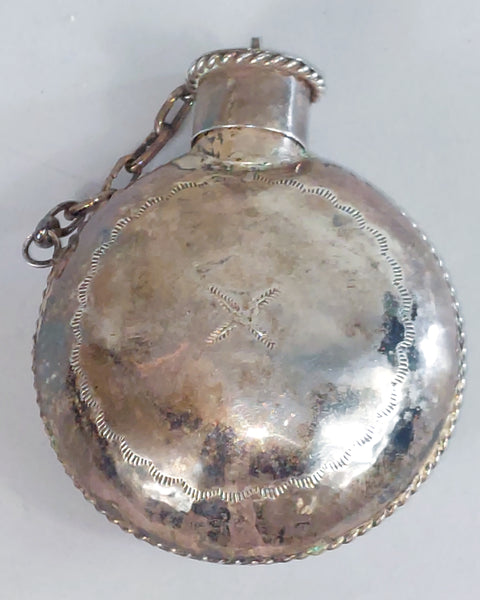 Navajo Sterling Silver Canteen with Wolf Engraving