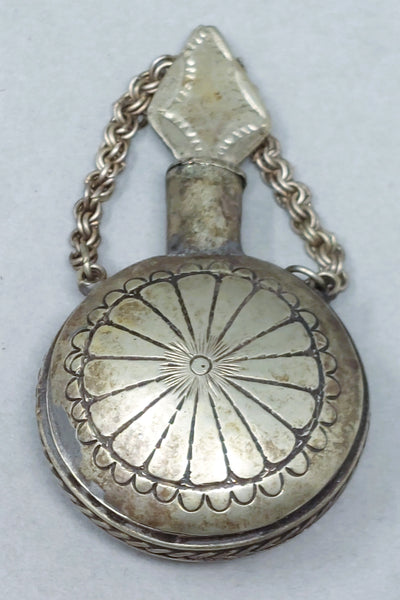 Early Navajo Sterling Silver Canteen / Perfume Bottle Rocker Engraved
