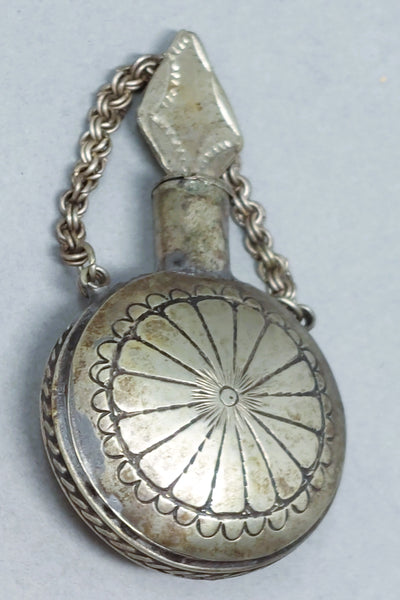 Early Navajo Sterling Silver Canteen / Perfume Bottle Rocker Engraved