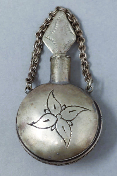 Early Navajo Sterling Silver Canteen / Perfume Bottle Rocker Engraved