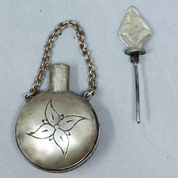 Early Navajo Sterling Silver Canteen / Perfume Bottle Rocker Engraved