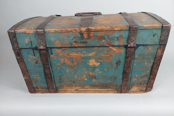 Blue German / Dutch Wooden Box with Dome top