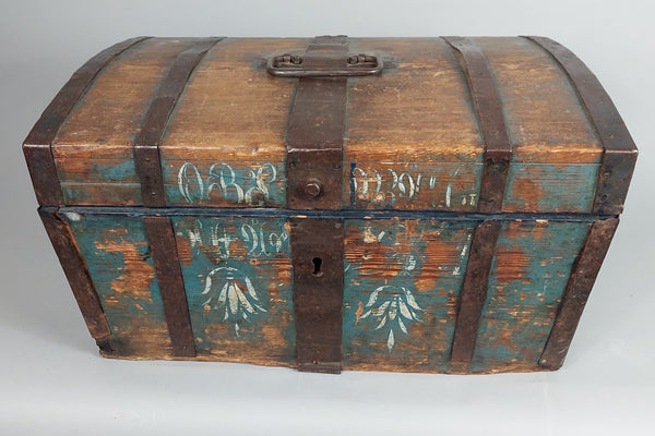 Blue German / Dutch Wooden Box with Dome top
