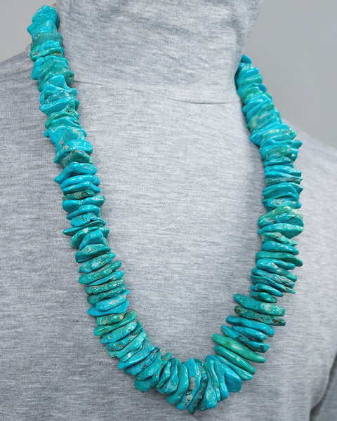 Large Heavy Turquoise Tab Necklace 30" Oal
