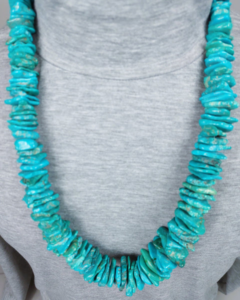 Large Heavy Turquoise Tab Necklace 30" Oal