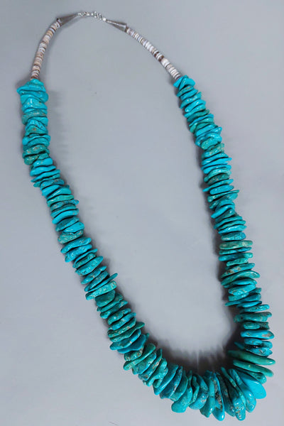 Large Heavy Turquoise Tab Necklace 30" Oal