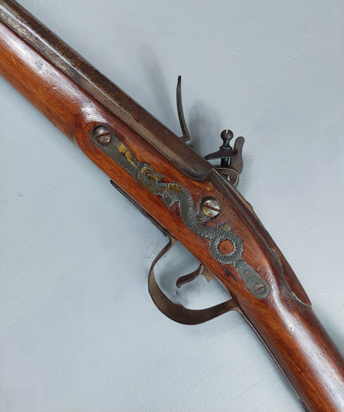 Antique Flintlock Burnet Northwest Trade Musket with Serpentine Side Plate