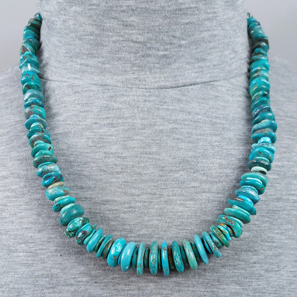 Turquoise Tab, Disc, and Chunk Necklace 25" Oal
