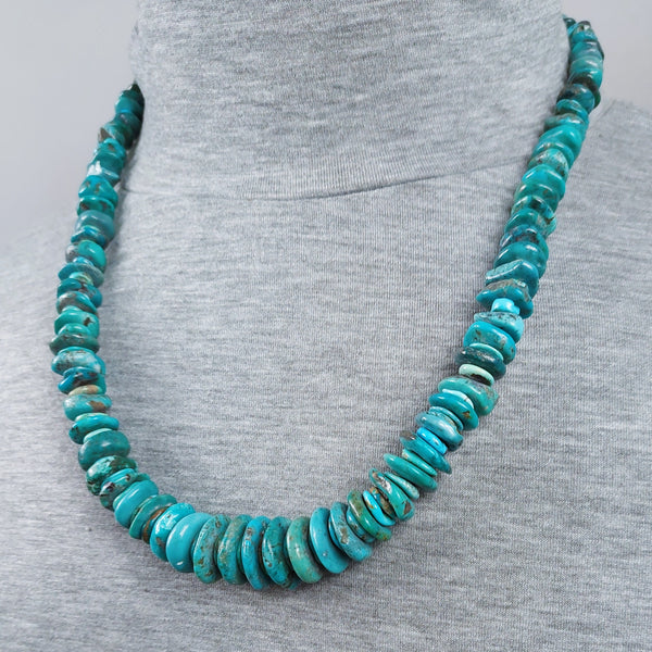 Turquoise Tab, Disc, and Chunk Necklace 25" Oal