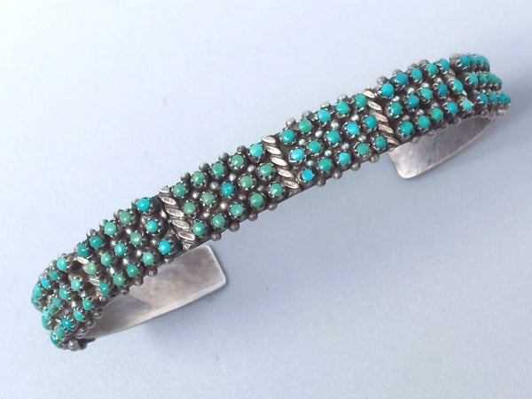 Navajo Sterling Silver & Turquoise Petite / Snake Eye Cuff Bracelet