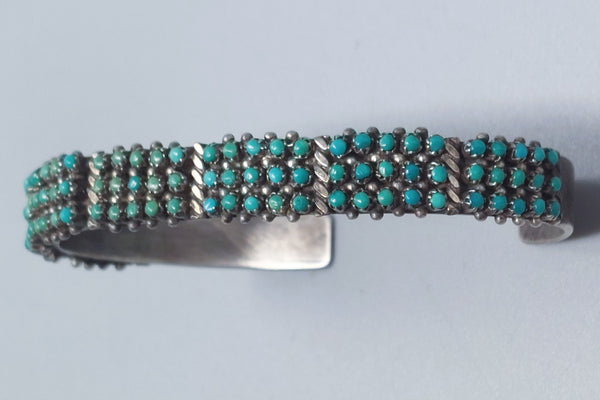 Navajo Sterling Silver & Turquoise Petite / Snake Eye Cuff Bracelet