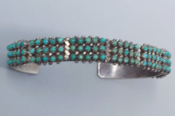 Navajo Sterling Silver & Turquoise Petite / Snake Eye Cuff Bracelet