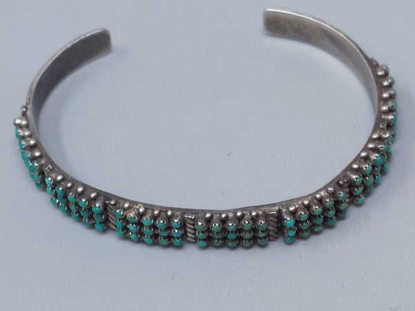 Navajo Sterling Silver & Turquoise Petite / Snake Eye Cuff Bracelet
