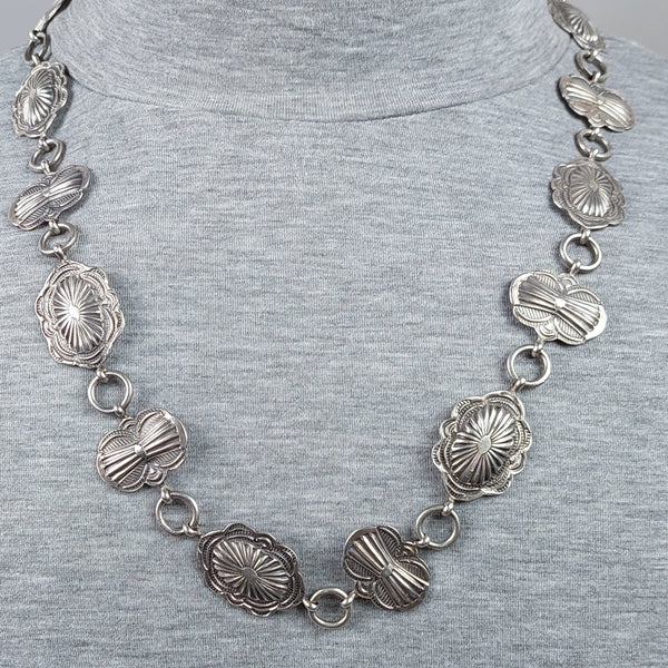 Southwestern Navajo wrought Sterling Silver  Concho Hat Band / Necklace