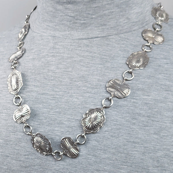 Southwestern Navajo wrought Sterling Silver  Concho Hat Band / Necklace