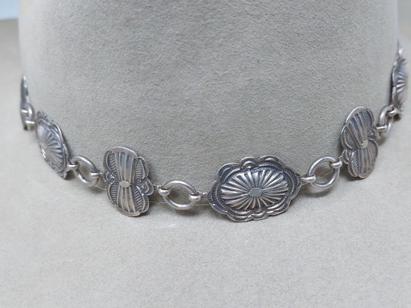 Southwestern Navajo wrought Sterling Silver  Concho Hat Band / Necklace