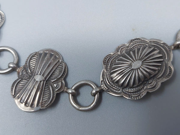 Southwestern Navajo wrought Sterling Silver  Concho Hat Band / Necklace