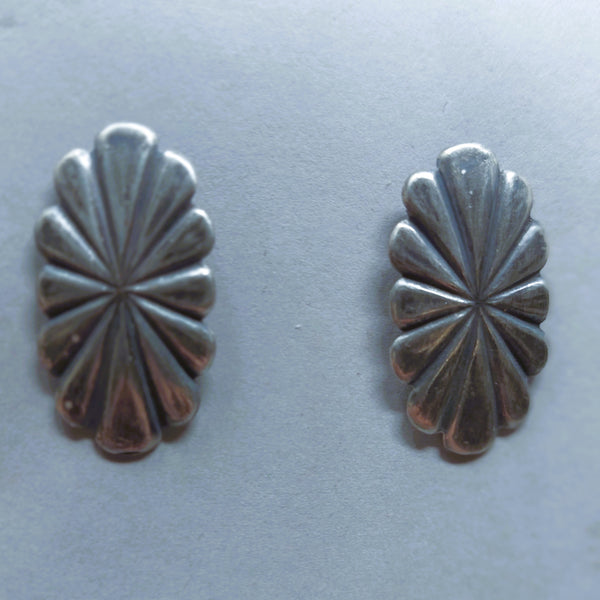 Navajo Sterling Silver Wrought Concho Post Earrings