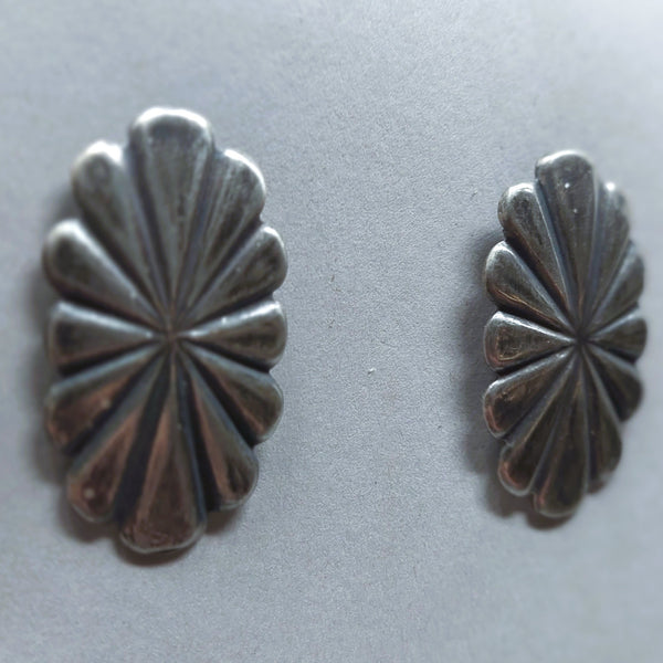 Navajo Sterling Silver Wrought Concho Post Earrings