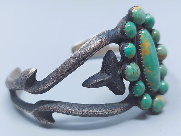 Navajo Sterling Silver & Turquoise  ALBERT & JEANETTE BROWN CUFF