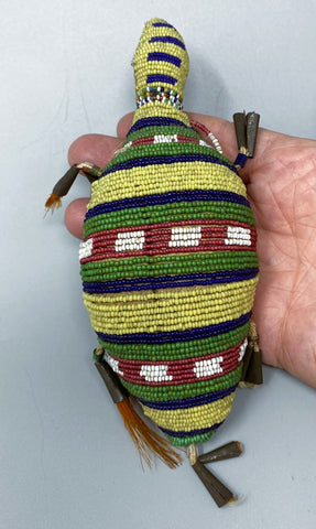 Sioux Umbilical Buffalo Hide Fetish with Beaded Geometric Design