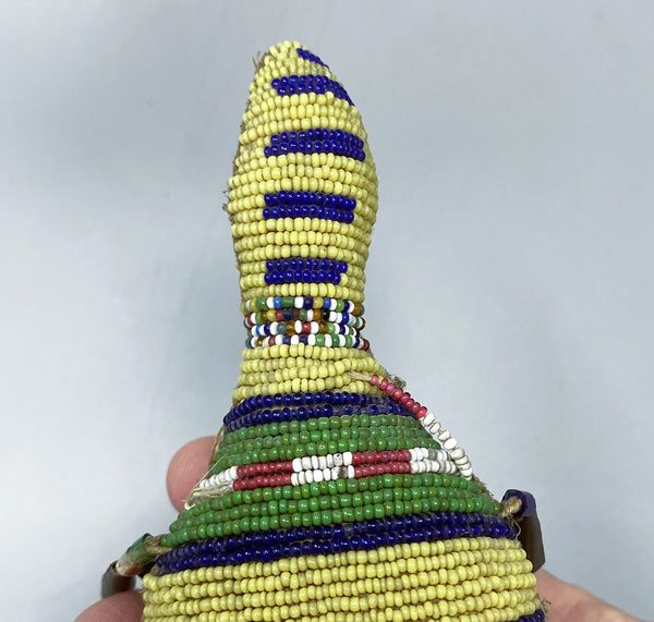 Sioux Umbilical Buffalo Hide Fetish with Beaded Geometric Design