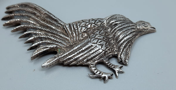 Gorgeous Pair Silver Fight Cocks ( rooster ) Brooches / Pin