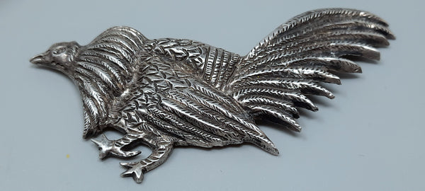 Gorgeous Pair Silver Fight Cocks ( rooster ) Brooches / Pin