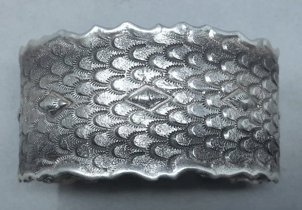 Navajo Silver Cuff Bracelet with Scale Design by Gino Antonio