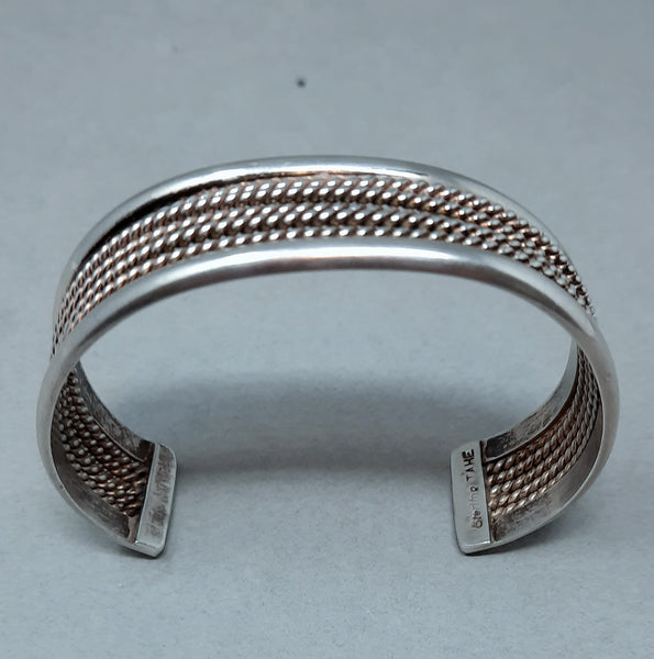 Navajo Silver Cuff Bracelet with twisted wire
