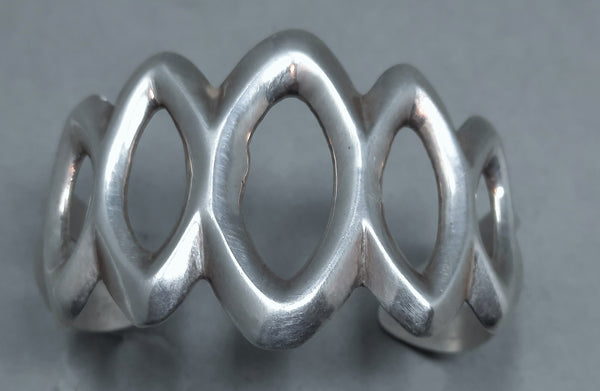 Tufa Cast Navajo Silver Cuff by Francis Jones